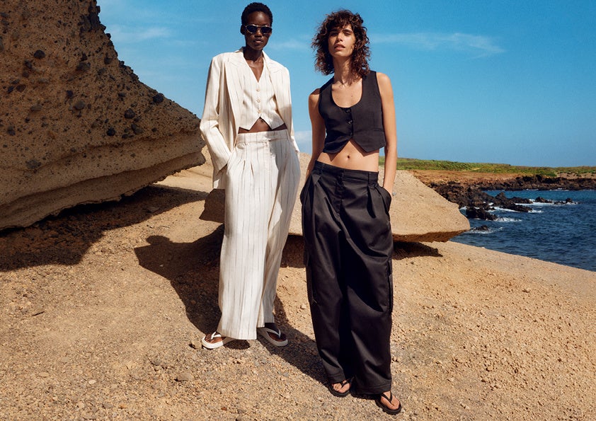 H&M ウィメンズ 2023年最新「春夏コレクション」リネンブレンドブレザー¥5,999 リネンブレンド スーツベスト¥2,999 リネンブレンドパンツ¥5,999 リネンブレンドベスト¥1,999 ワイドユーティリティパンツ¥5,999