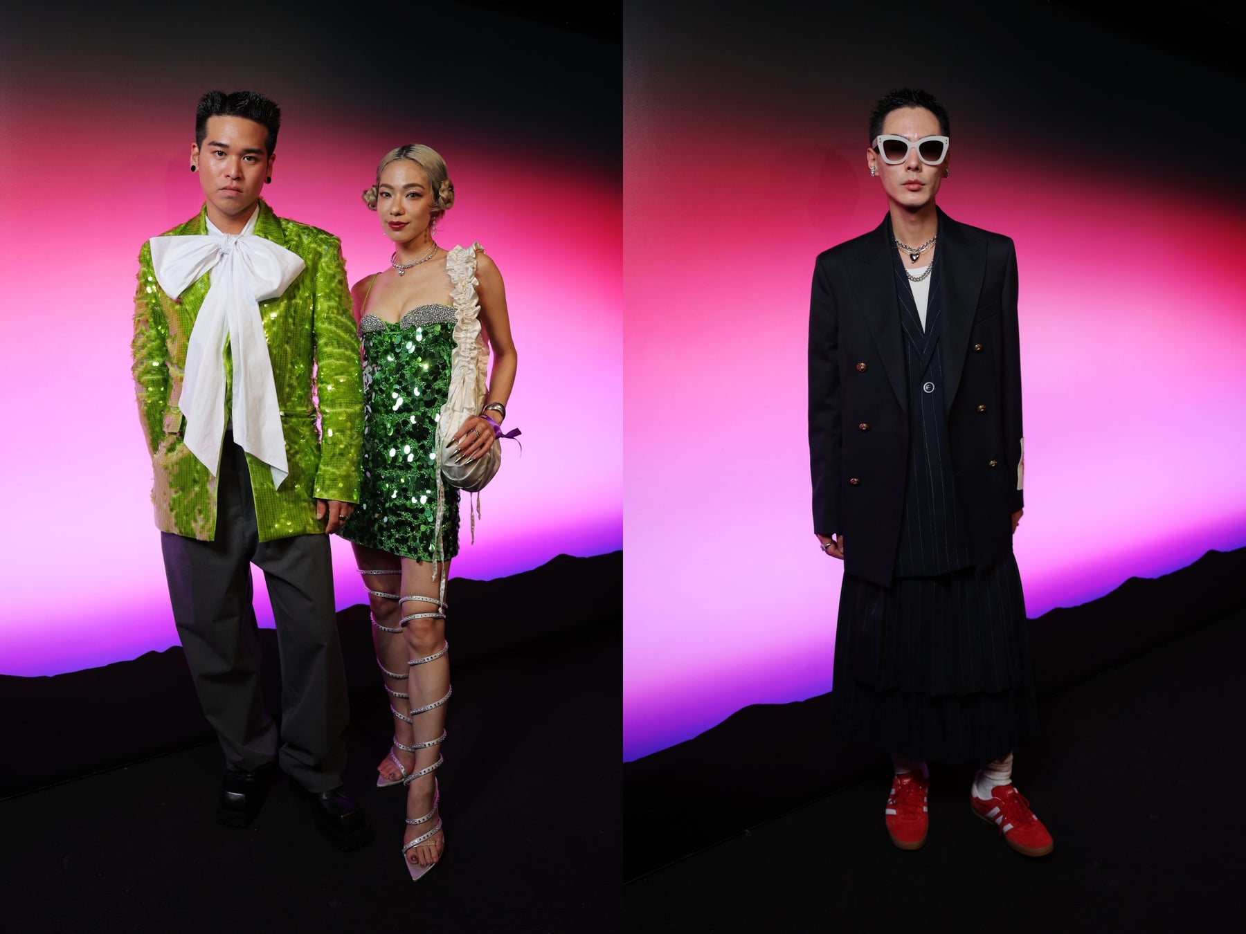 H&M 2023年秋冬 デザイナーコラボレーション 「rabanne H&M(ラバンヌ・エイチ・アンド・エム)」コレクション イベント写真 左:MATCHA & UNA、右:岩崎拓馬