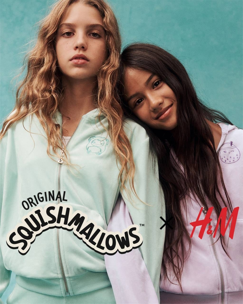H&Mヤングキッズ(135-170cm) 「Original Squishmallows™ x H&M」コレクション：右・左ベロア2アイテムセット ￥3,499 (共にオンラインストア限定展開商品)
