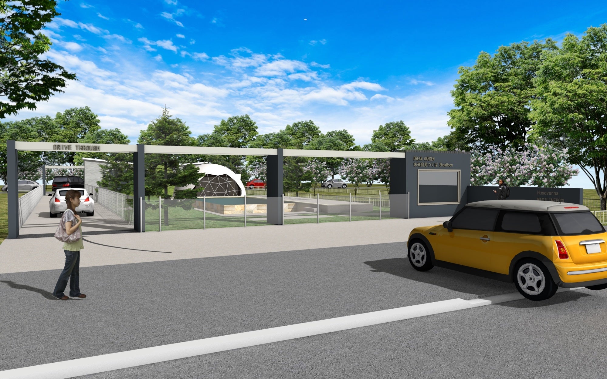 ドライブスルー方式の未来型ギャラリー