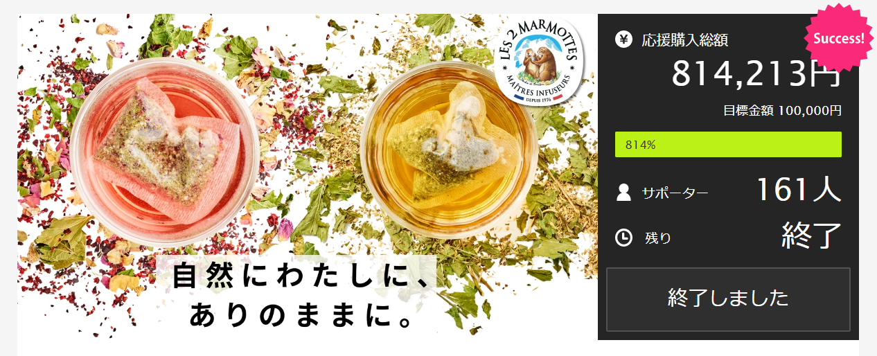 Makuake（マクアケ）で目標814％達成！