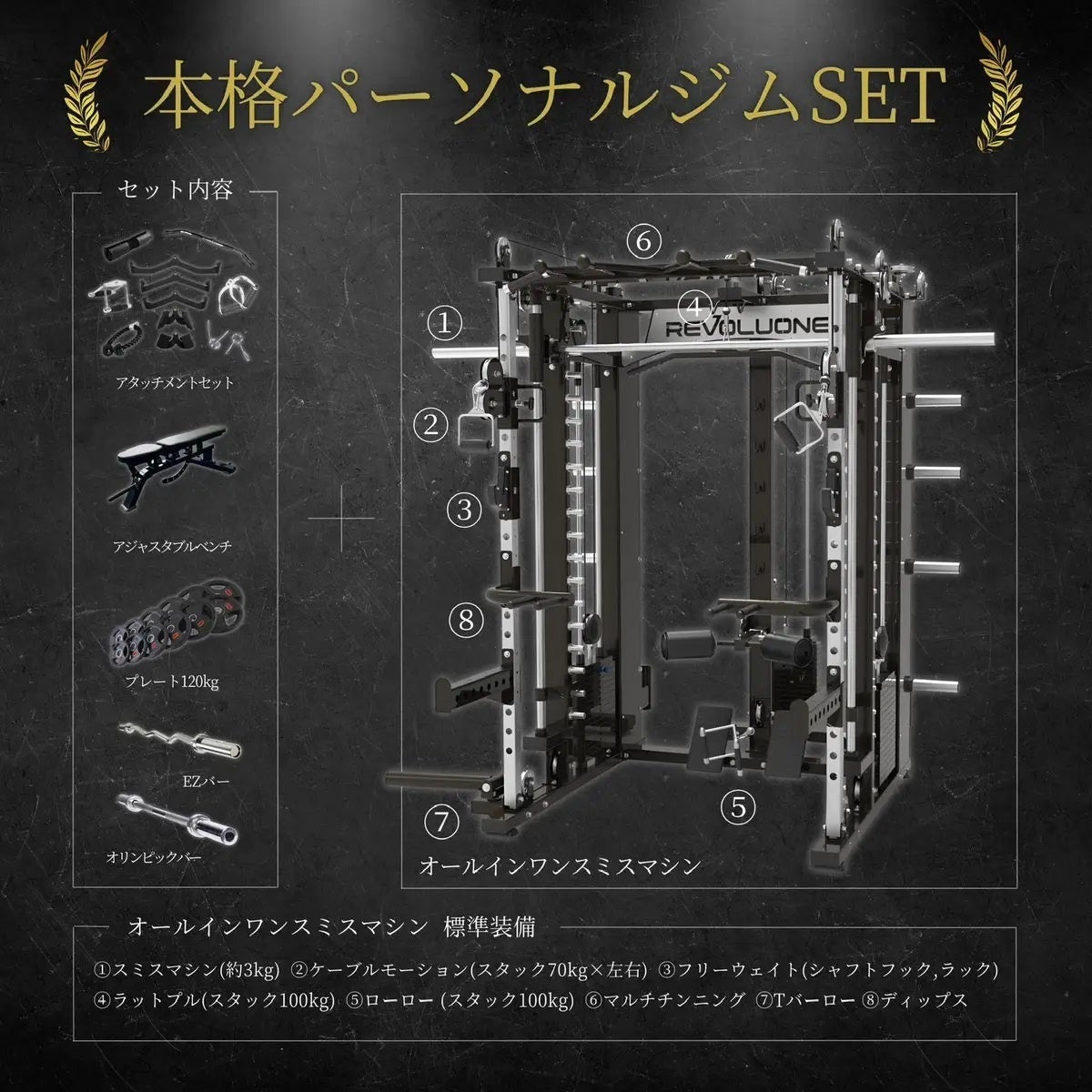 パーソナルトレーニングジム開業必見スタックマルチスミスマシーン&ウェイトセット パーソナルトレーニングジム開業必見スタックマルチスミス