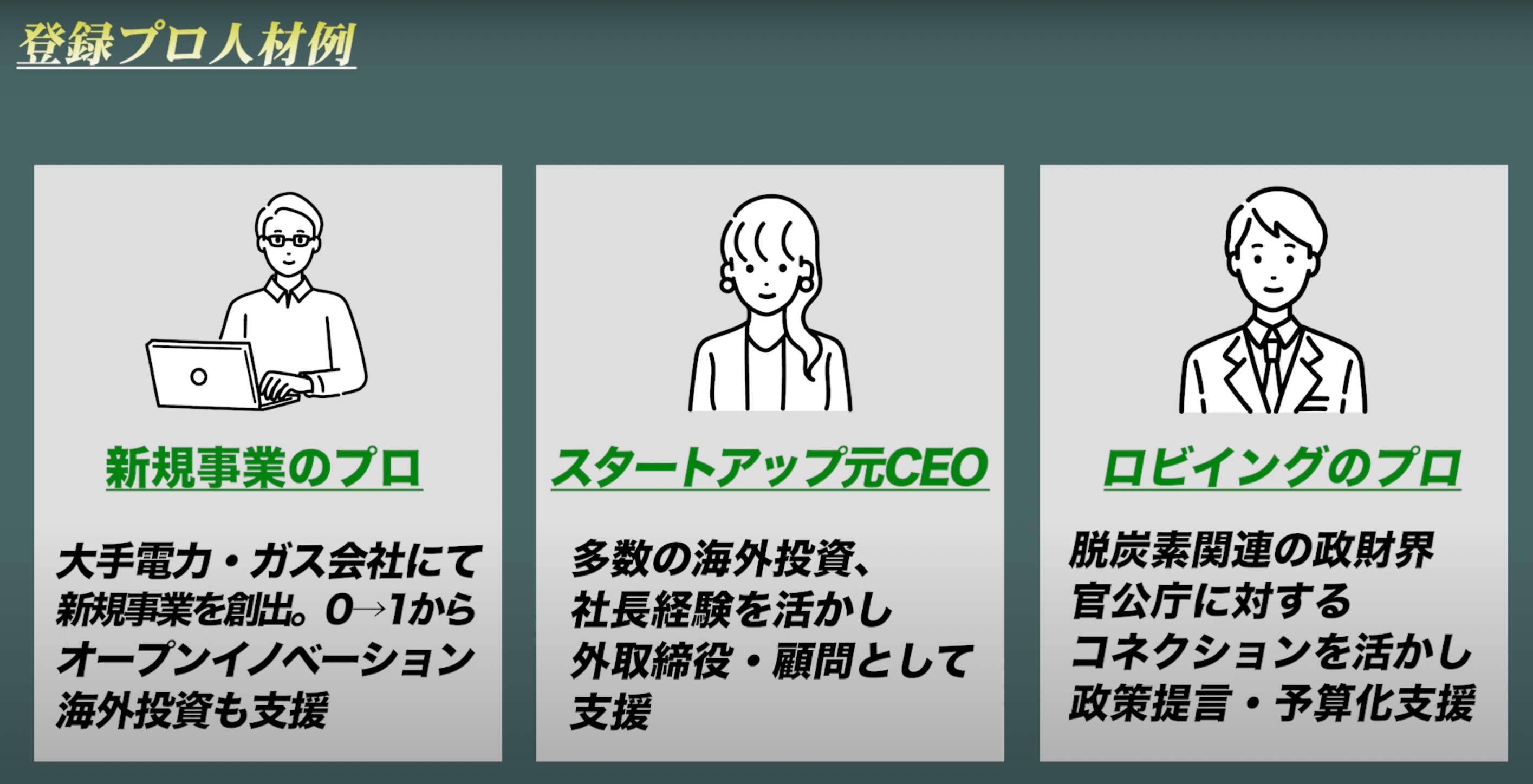 グリーンタレントProの登録人材例