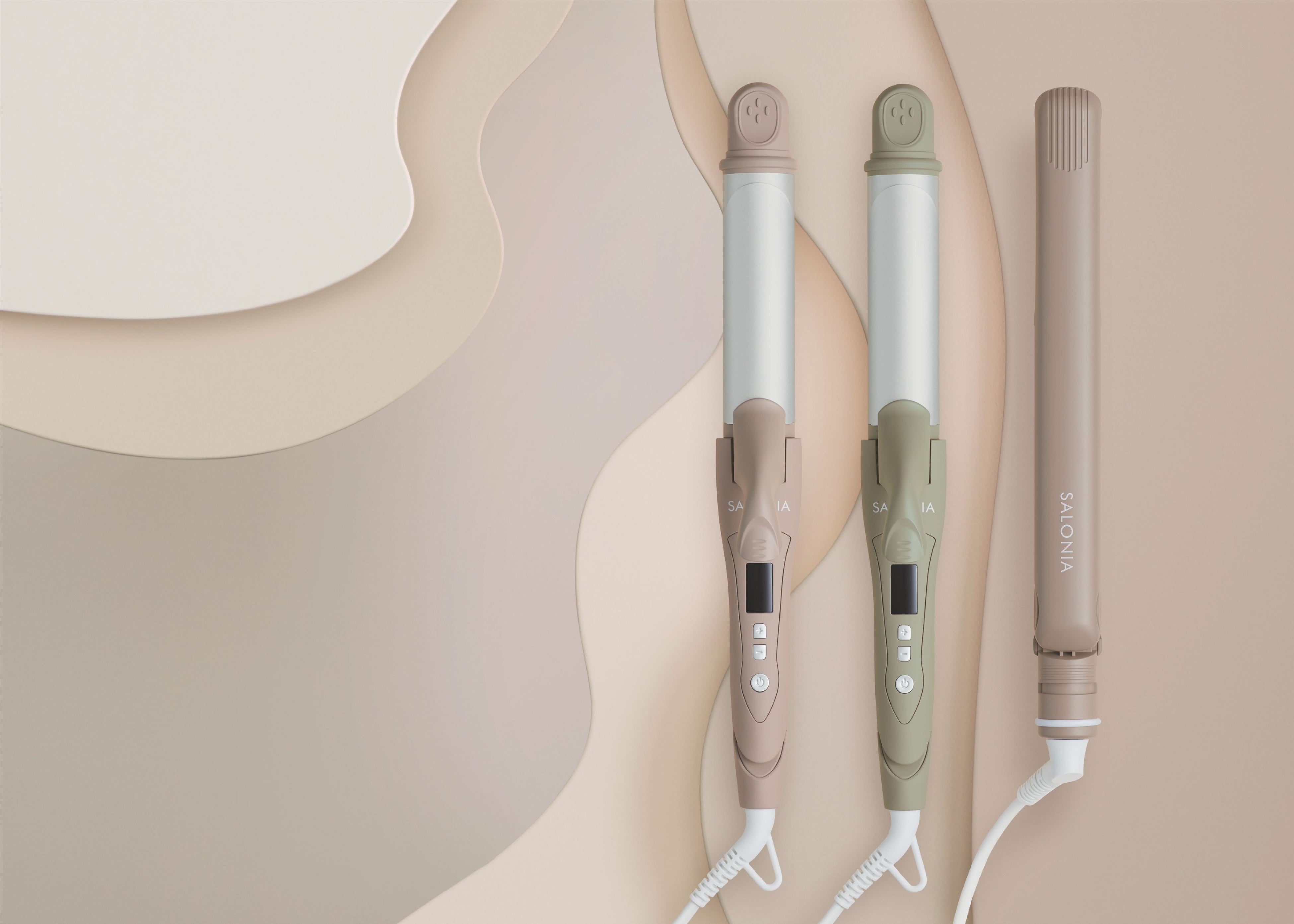 【限定色】サロニア カールヘアアイロン ストレートヘアアイロン ベージュ 毎年大好評の「SALONIA」秋冬限定カラー登場！ニュートラル