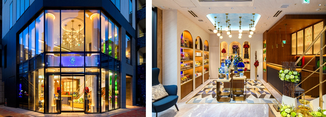 左：ベル・フルール銀座本店　外観　　右：ベル・フルール銀座本店　店内