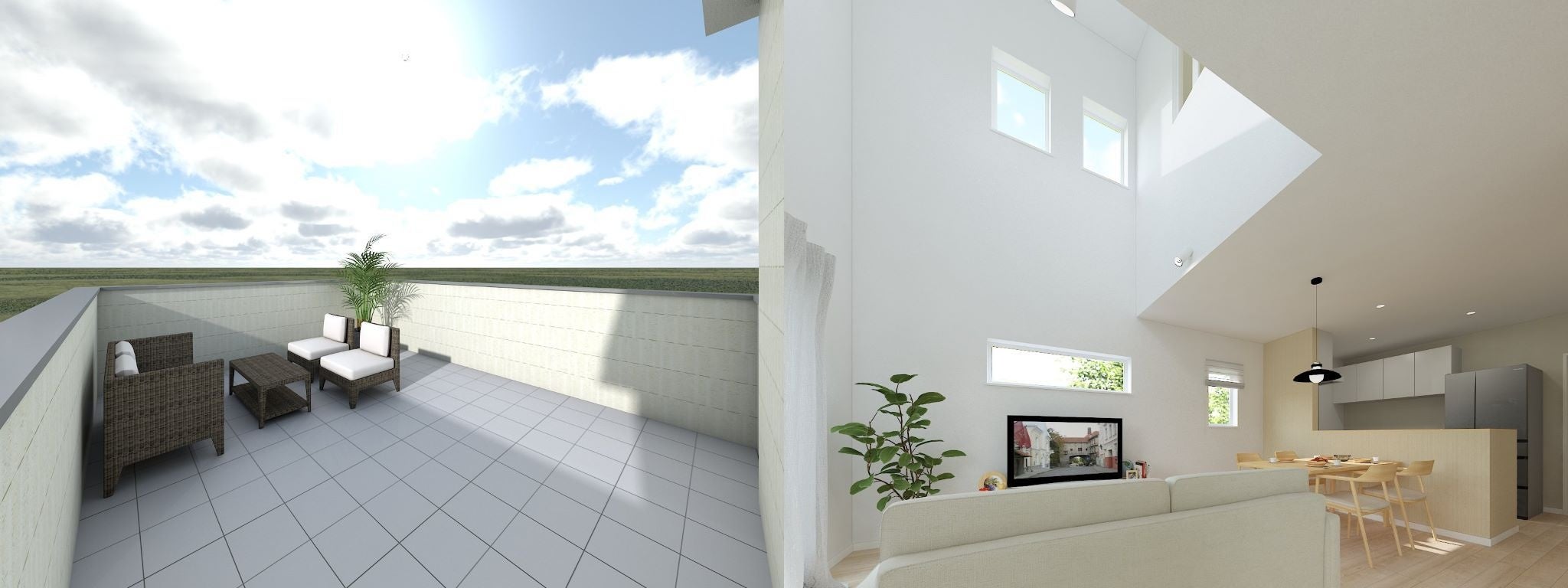 ココナラ高畑V　屋上とLDK※完成イメージパース