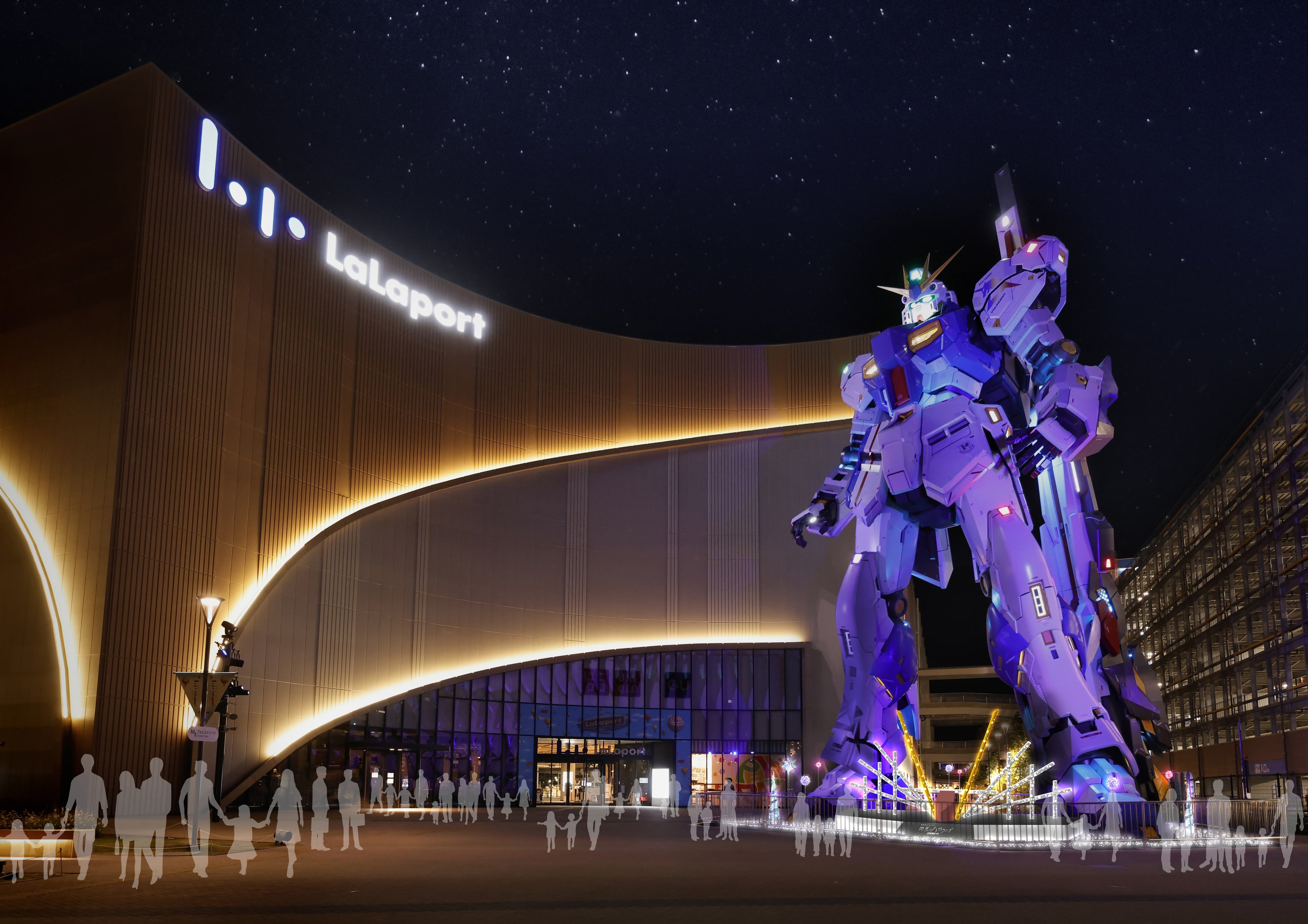 実物大ν（ニュー）ガンダム立像　冬季限定25-26Ver.ライトアップ