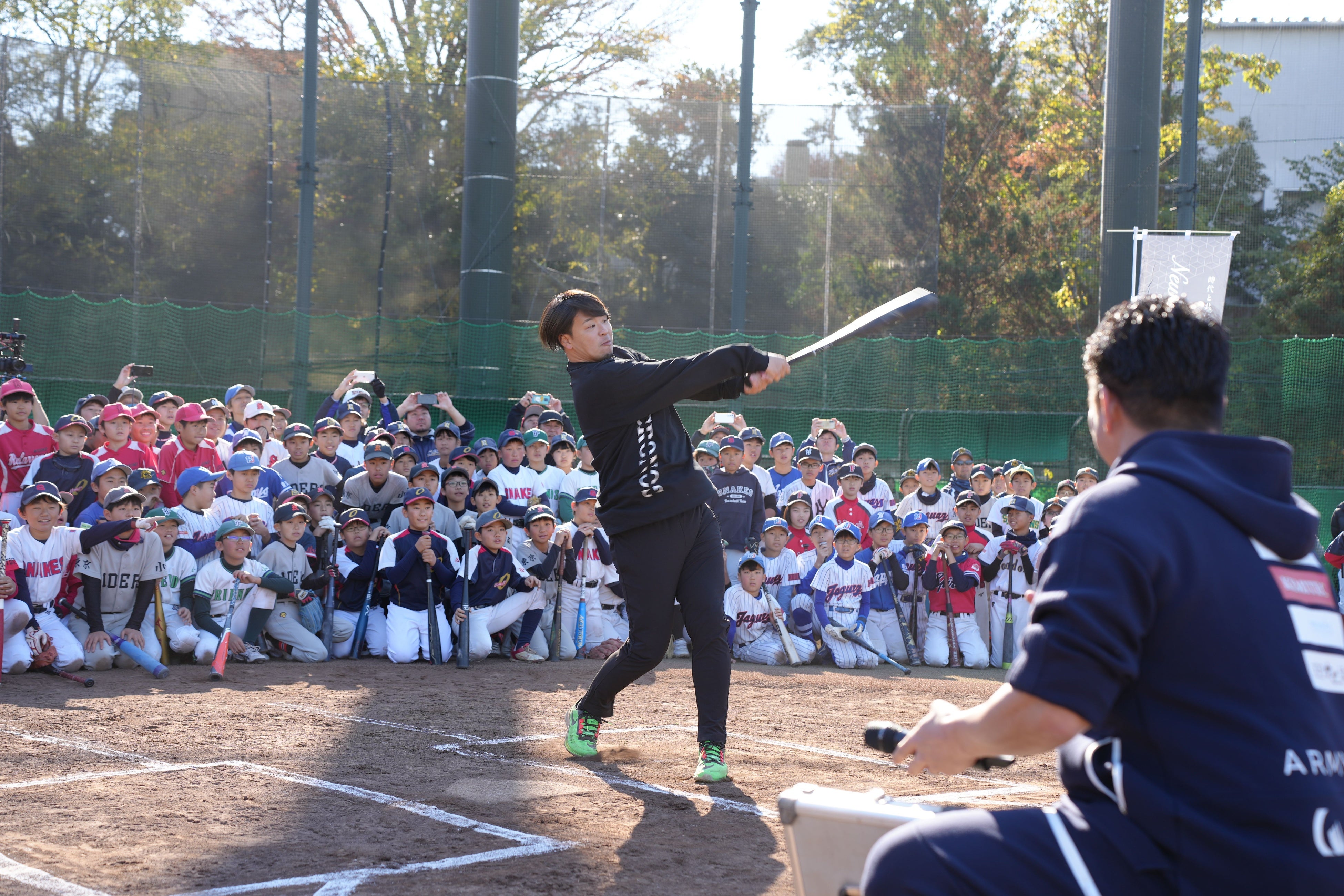 ロングティーを実践する浅村選手