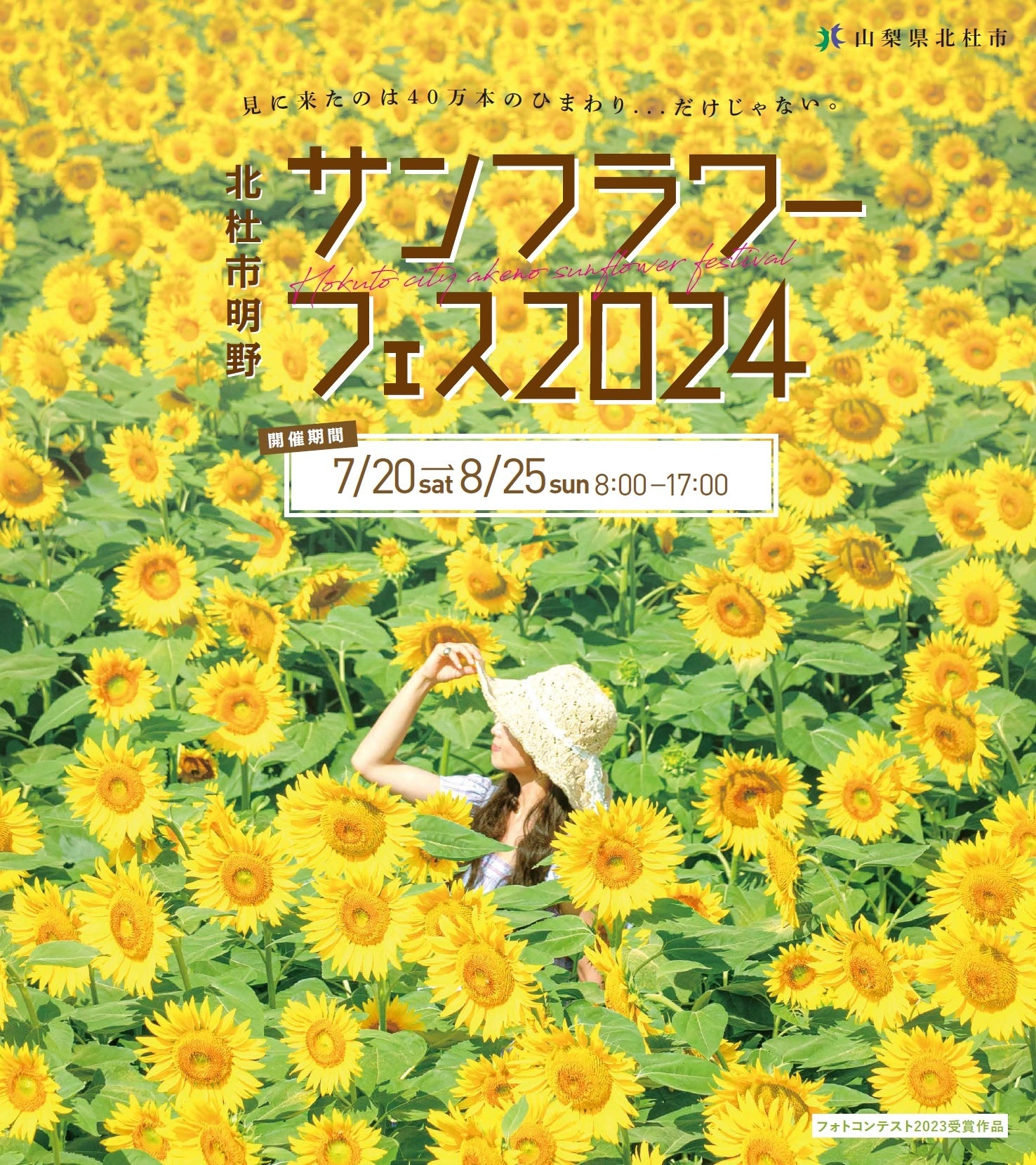 八ヶ岳・南アルプス・富士山の大パノラマの中に約40万本のひまわり