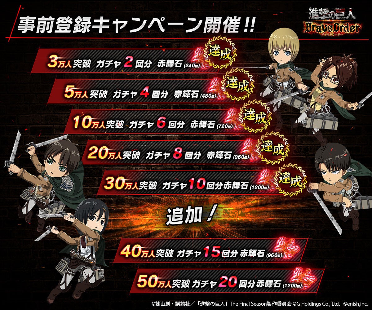 今冬配信予定 進撃の巨人 のスマートフォンゲーム最新作 進撃の巨人brave Order 株式会社enishのプレスリリース 今冬配信予定 進撃の巨人 のスマートフォンゲーム最新作 進撃の巨人brave Order 株式会社enishのプレスリリース