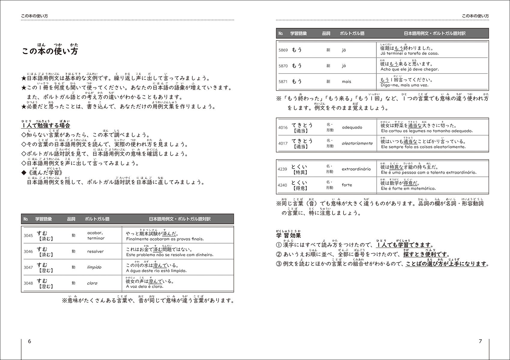 圧倒的な情報量！】6449の用例文から、日本語とポルトガル語両方