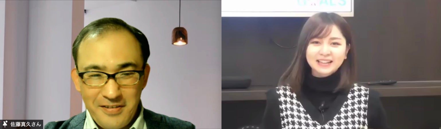 佐藤真久さん(東京都市大学教授)と、岩田華怜さん(元AKB48・宮城県仙台市出身)