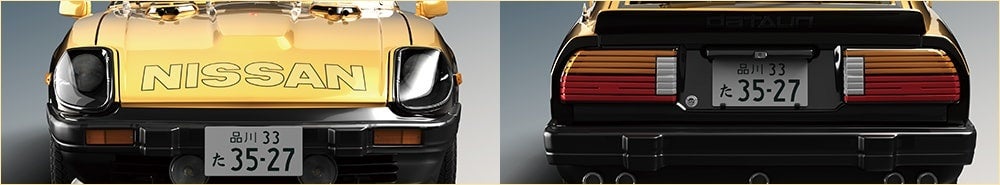 LEDライトを組み込み、ヘッドライト、テールランプ、ウインカーやインパネ部分の計器など、実車さながらに光ります。