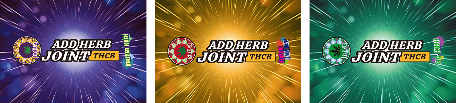 （写真左から）インディカ：Master Kush、サティバ：Super Lemon Haze、ハイブリッド：OG Kush