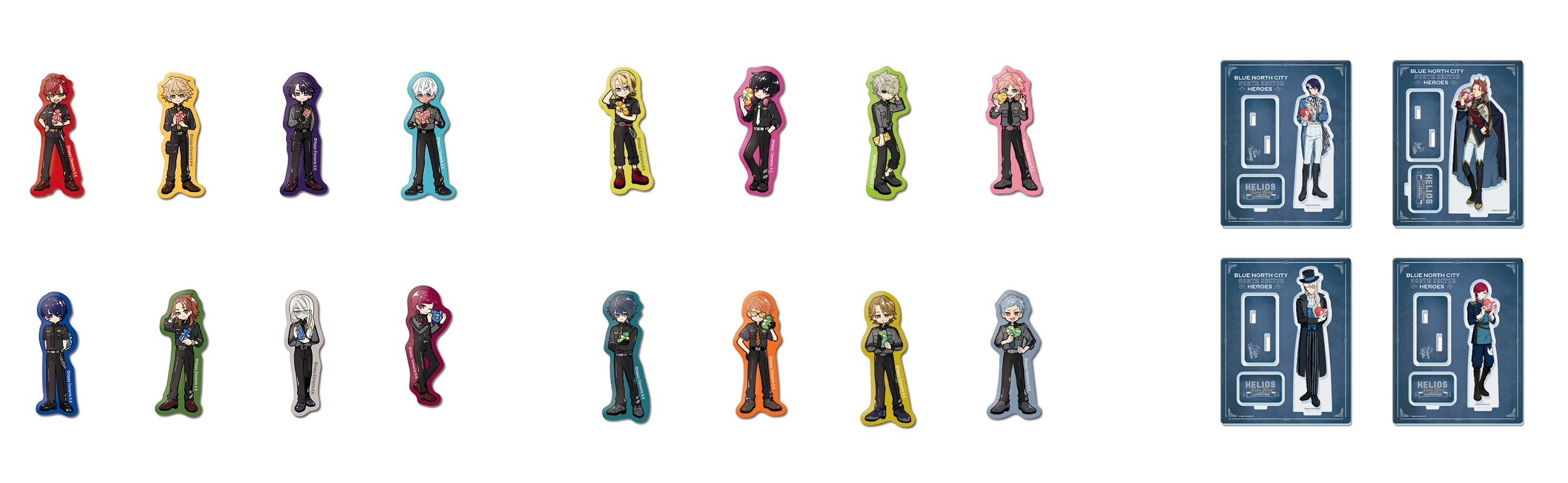 ステッカーセット（サウスセクター、ノースセクター）、ステッカーセット（ウエストセクター、イーストセクター）、アクリルスタンド（全4種）