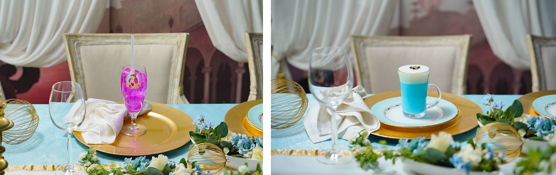 ＜アナスタシア＞甘酸っぱいチェリー風ソーダ、＜ディズニー シンデレラ＞ホットブルーラテ