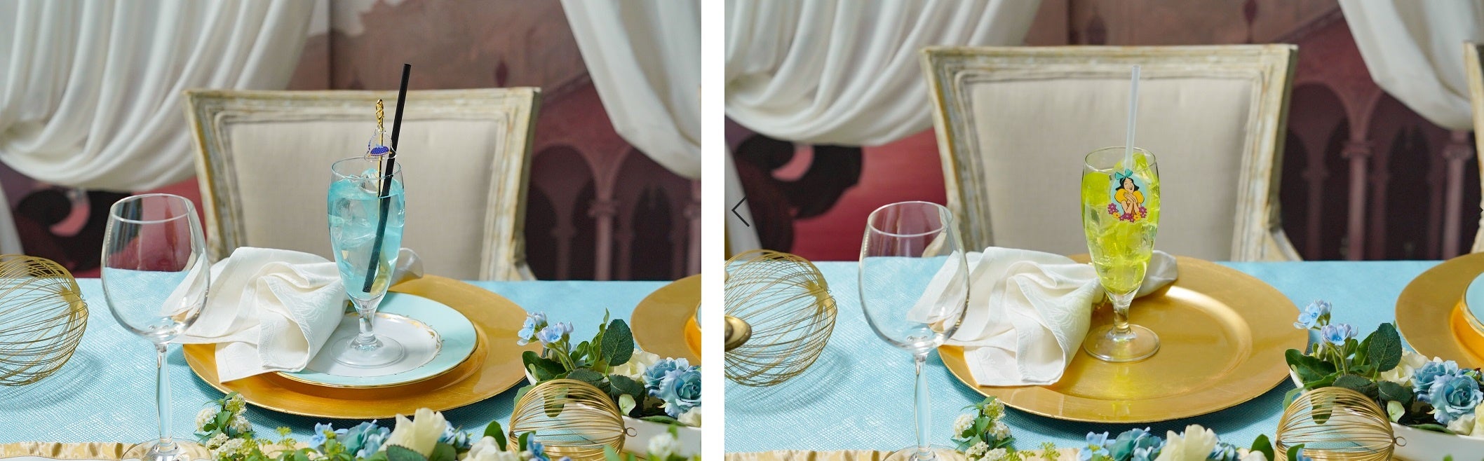 ＜ディズニー シンデレラ＞輝くドレスのマスカット風ソーダ、＜ドリゼラ＞スパイシーなジンジャーソーダ