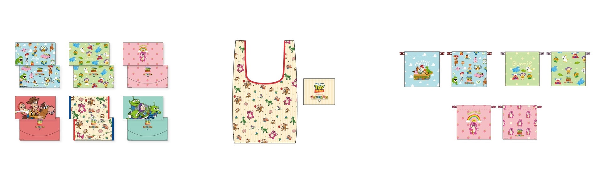 マルチケース(ランダム6種)、エコバッグ、ミニきんちゃく(全3種)