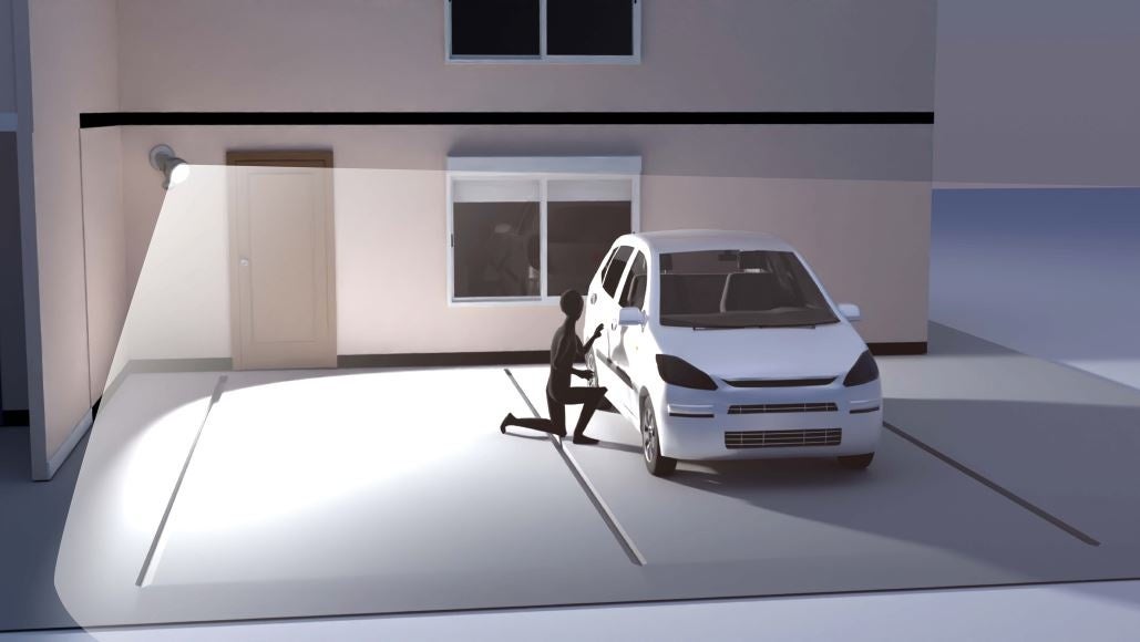 住宅の勝手口や駐車場の防犯灯