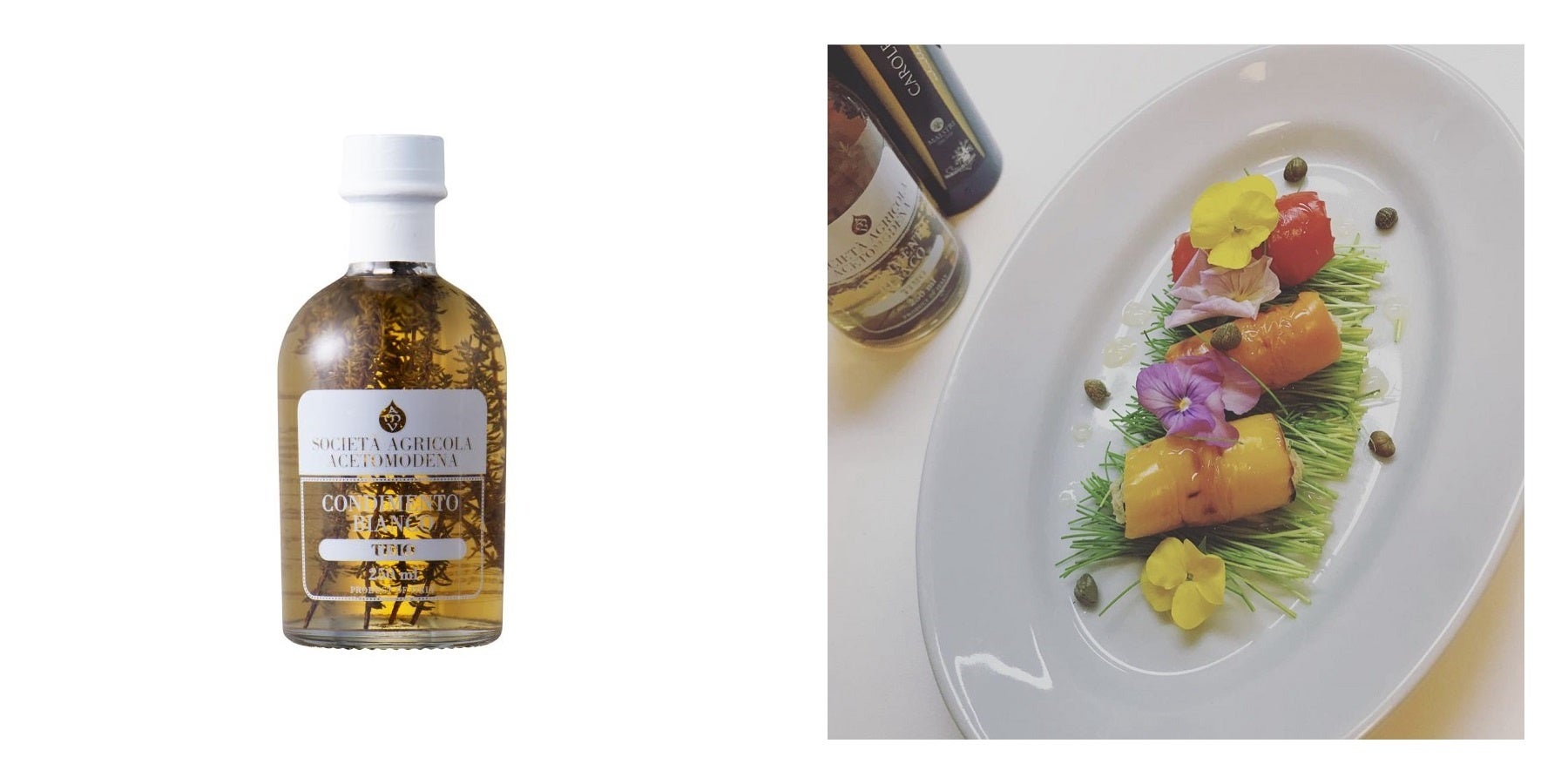 左：ティーモ 250ml　右：パプリカ,ポテト,ツナ,ケッパーのインボルディーニ