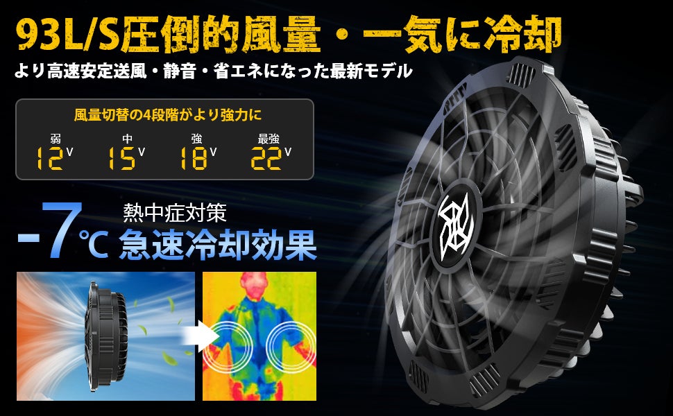 2023年最新モデル》業界超強22V高出力空調機能搭載のファン付きベスト