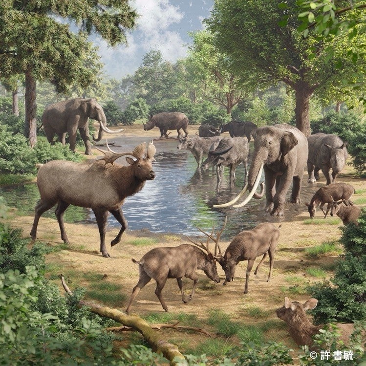 チバニアン期の景観復元画（陸・画像）