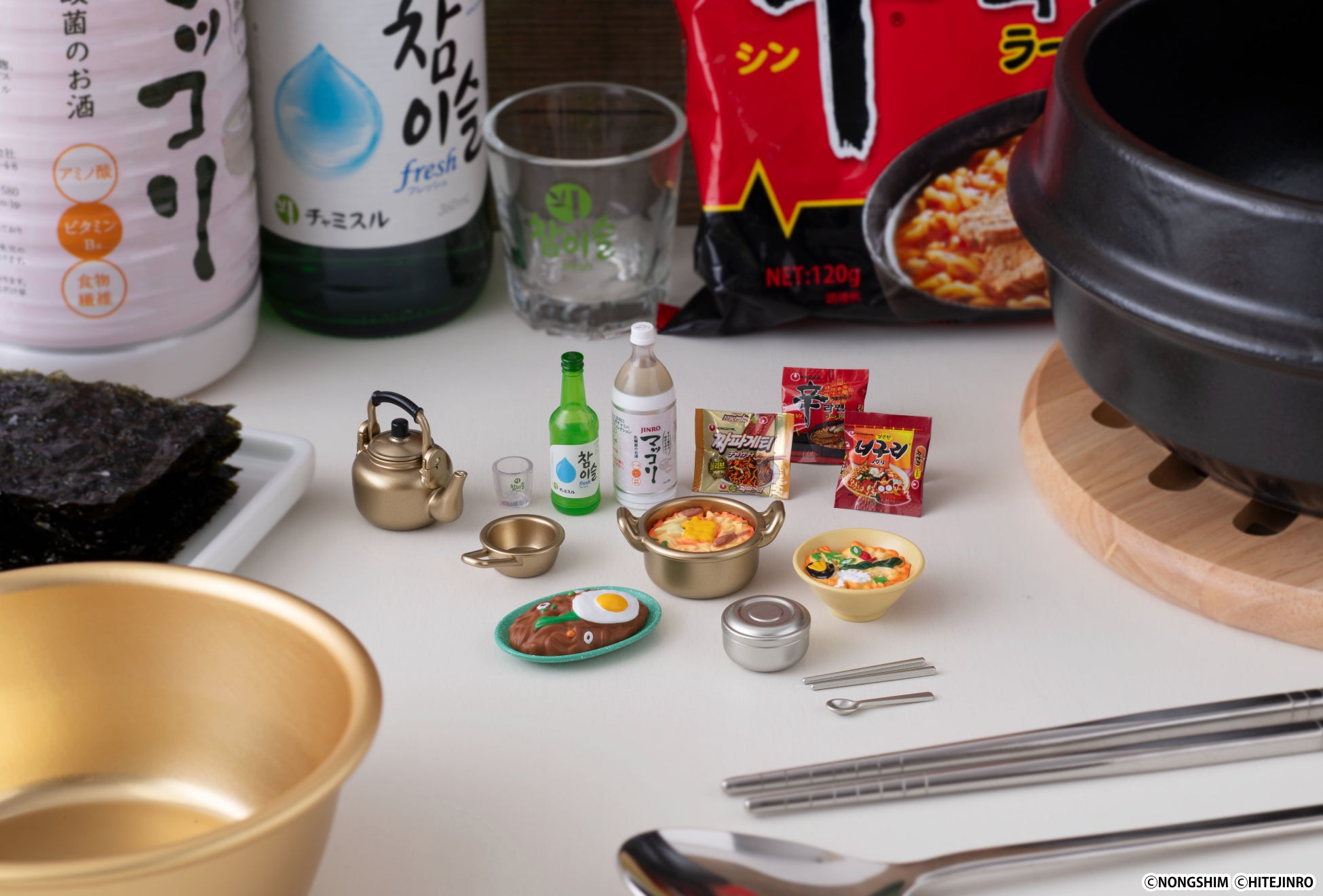 『農心×JINRO おうちポチャミニチュアコレクション』(1回400 円・税10%込、全7種) 2024年4月第2週より順次発売