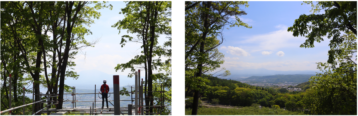 画像左：フィンガーキャノピー建設予定地／画像右：フィンガーキャノピーからの景色