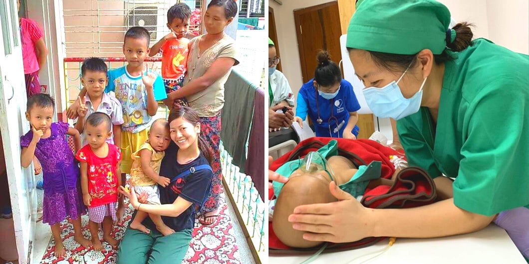 海外赴任時の伊藤看護師（左）と山田看護師（右）