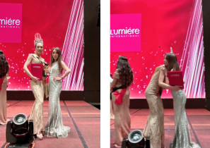 グランプリ受賞直後の新谷オリビアローズさんと山本 江示子さん