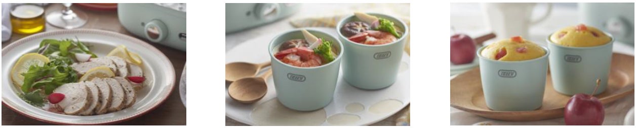 サラダチキン/しっとりジューシー  茶碗蒸し/鬆が立ちにくくプルプルに  蒸しパン/ふわふわでしっとり