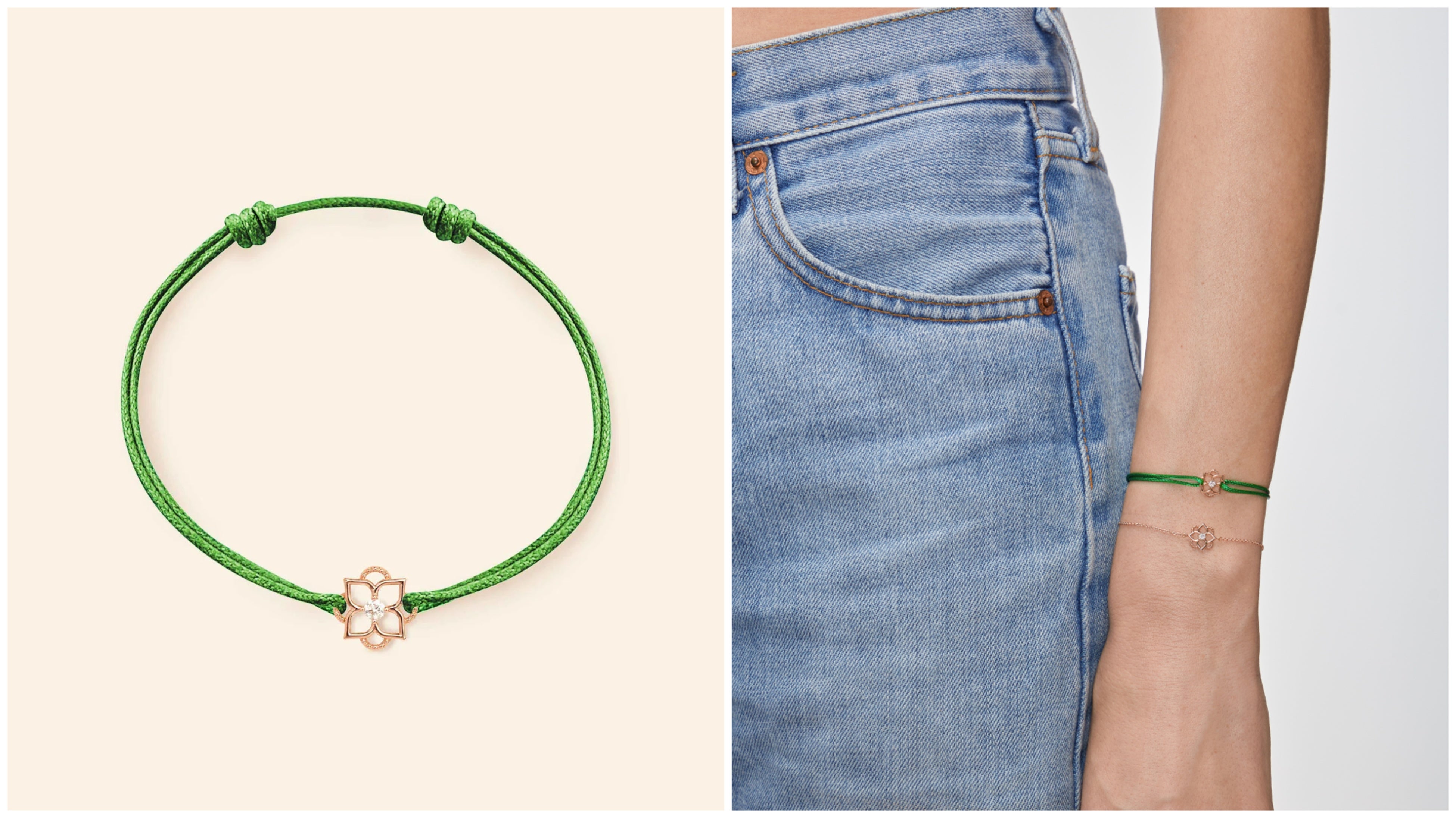 メレリオ ミニジャルディーノグリーンコードブレスレット