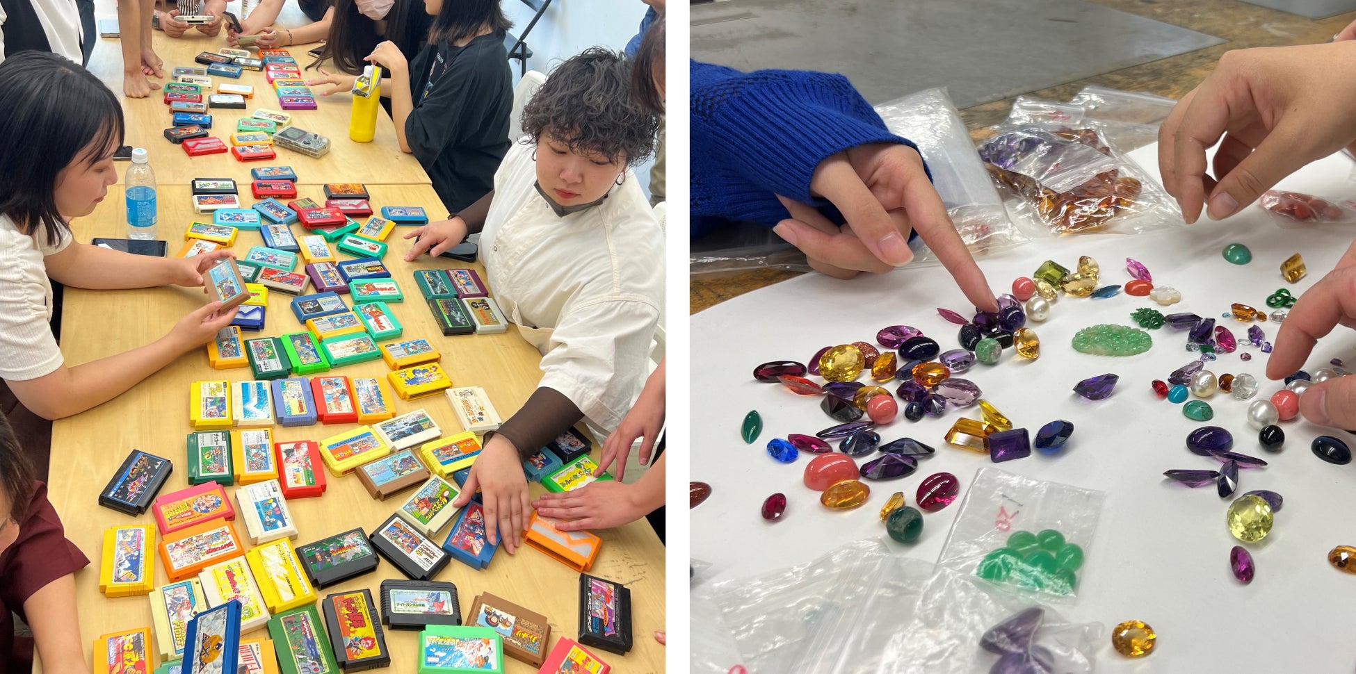 学生たちが素材を選定する様子
