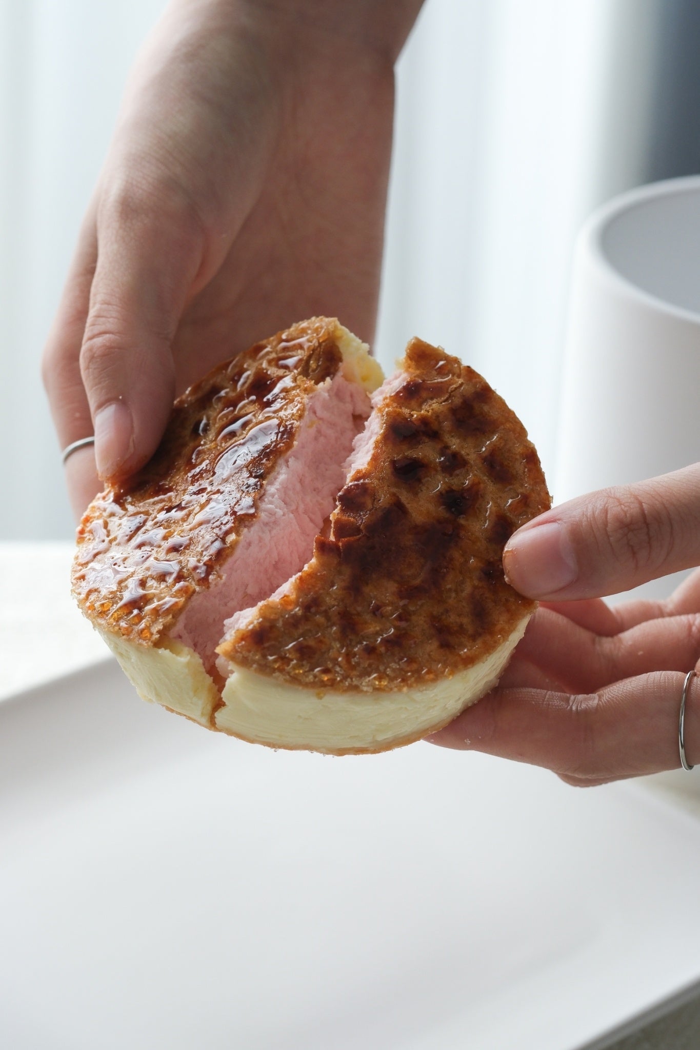 レアチーズケーキアイスとブリュレクッキーが持ち歩きにぴったりです