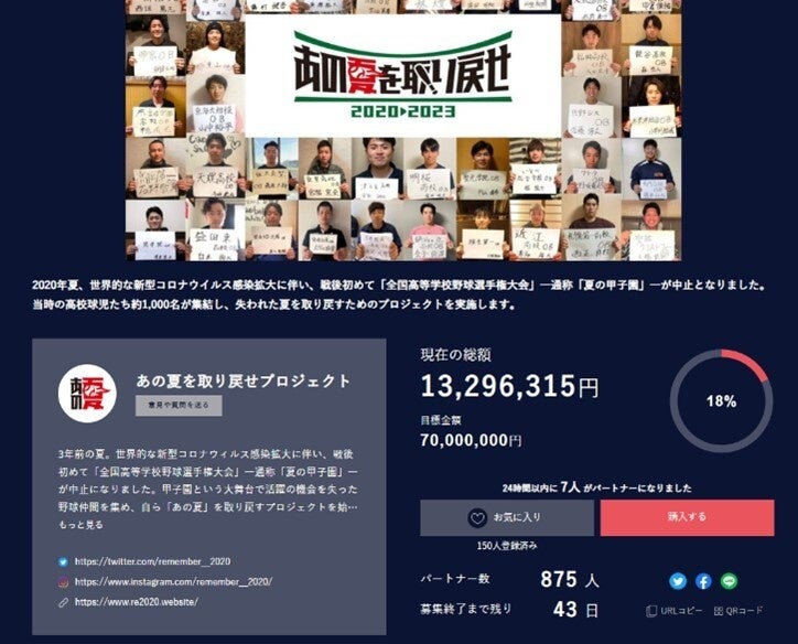 大会終了後の12月1日（金）までCFを実施し、本プロジェクトへの寄付を集めている