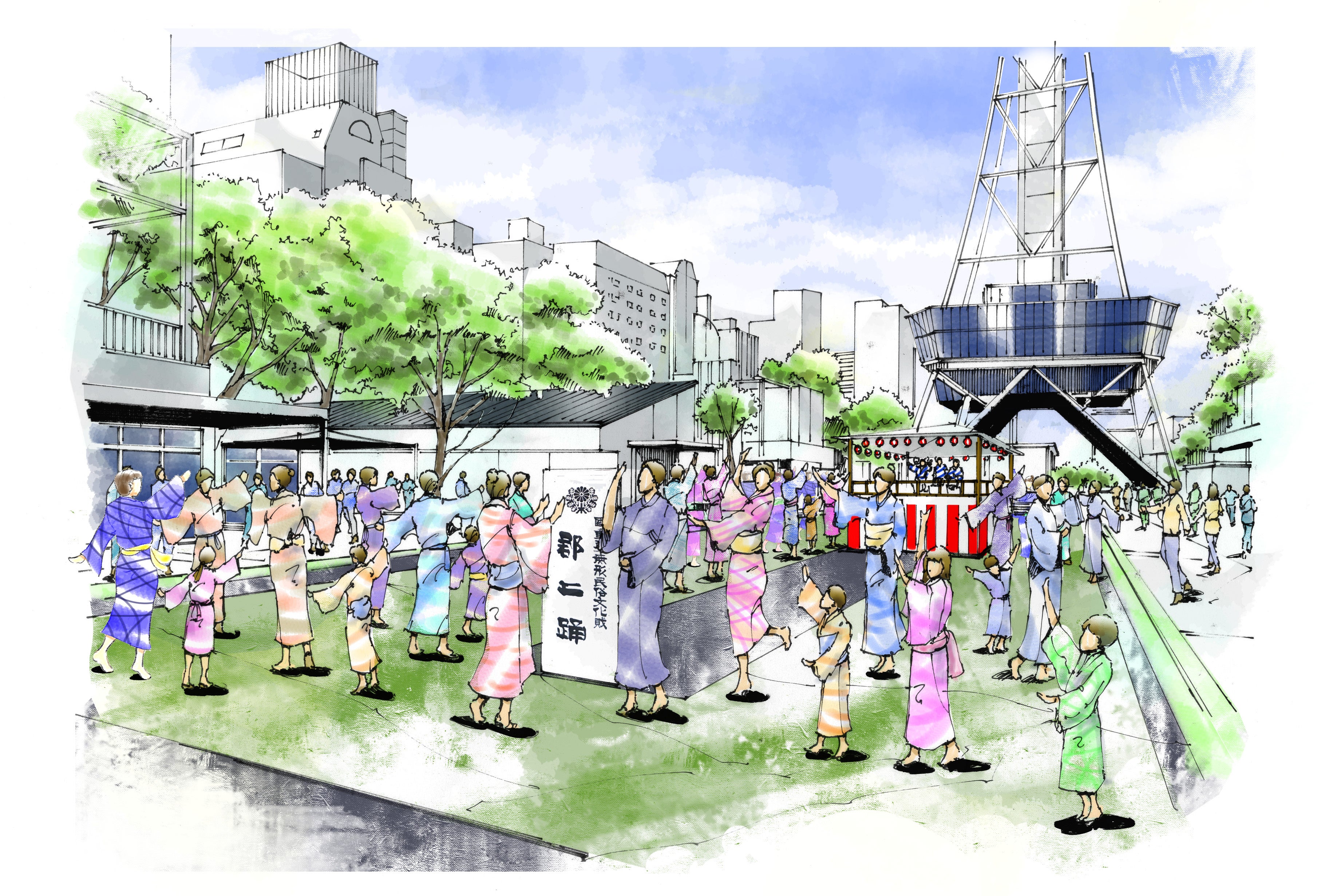 九谷焼絵画(郡上踊り)