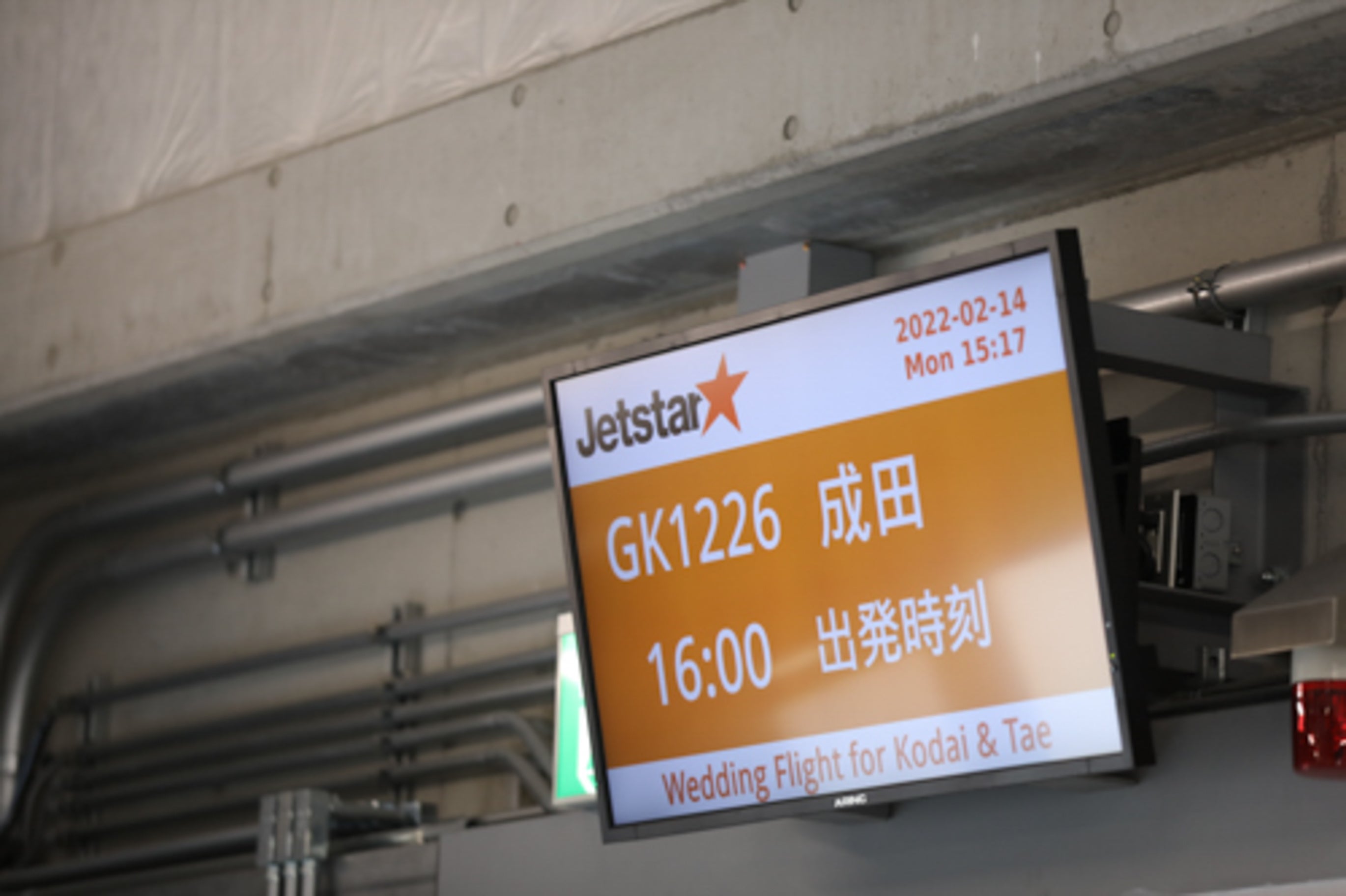 チャーター便の案内表示