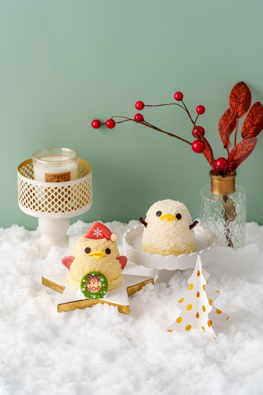 サンタ、雪だるま