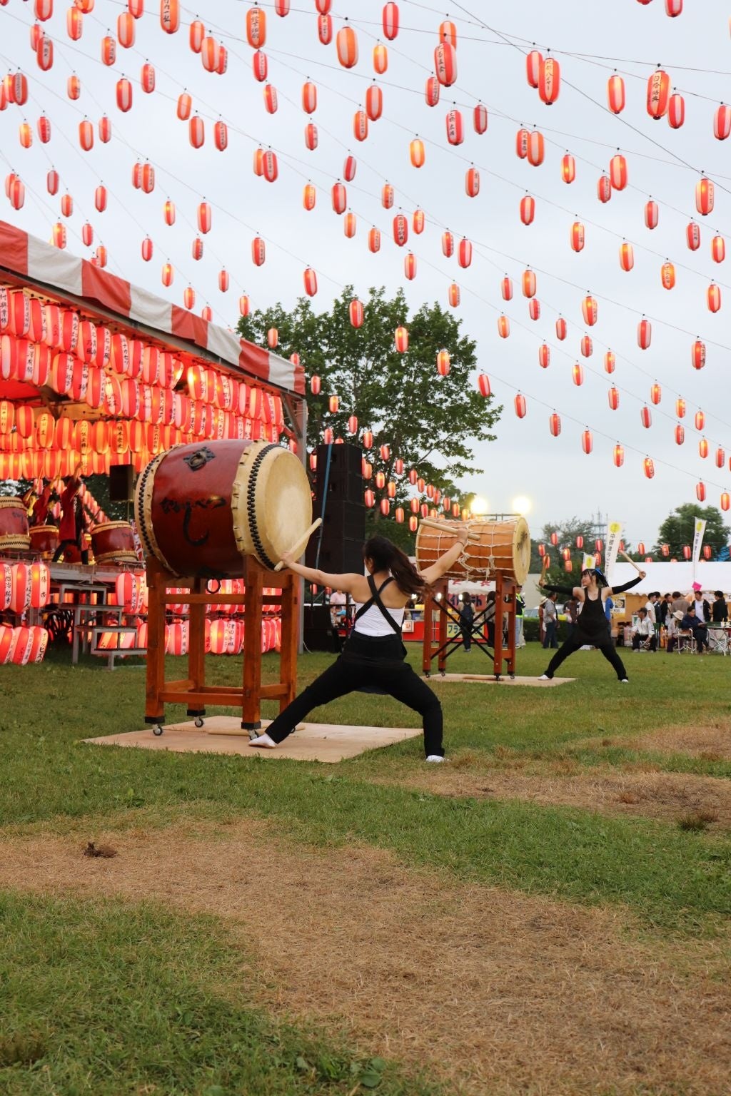 中標津町は伝統的な 太鼓演奏をします