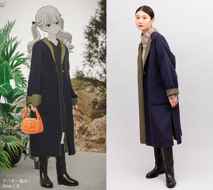 アバター用3D衣装と実在商品をリンクさせ、バーチャルとリアルの垣根を越えたファッションの楽しみ方を提案(アバター協力:Grus/久)