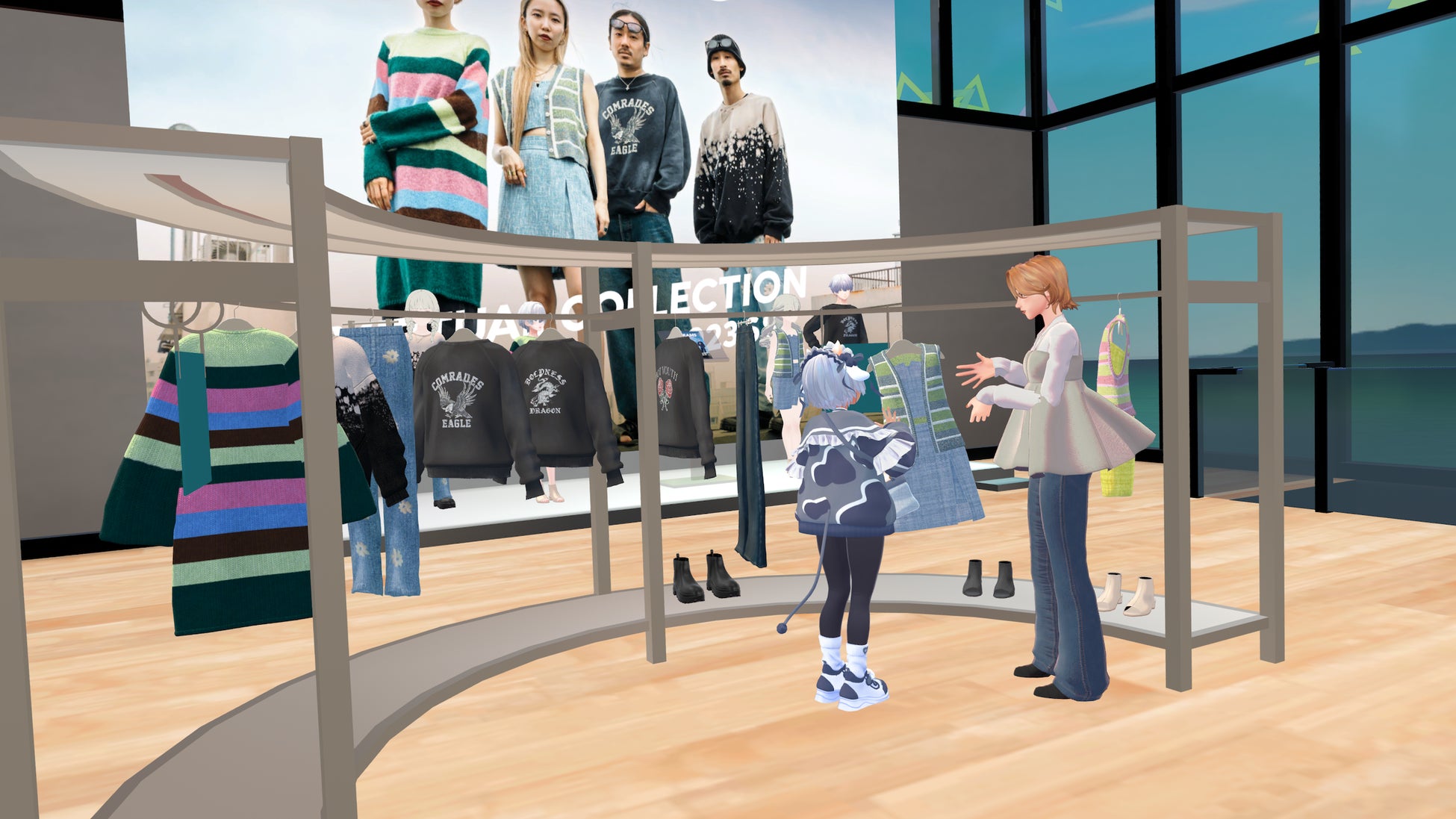 バーチャルショップで接客するスタッフ