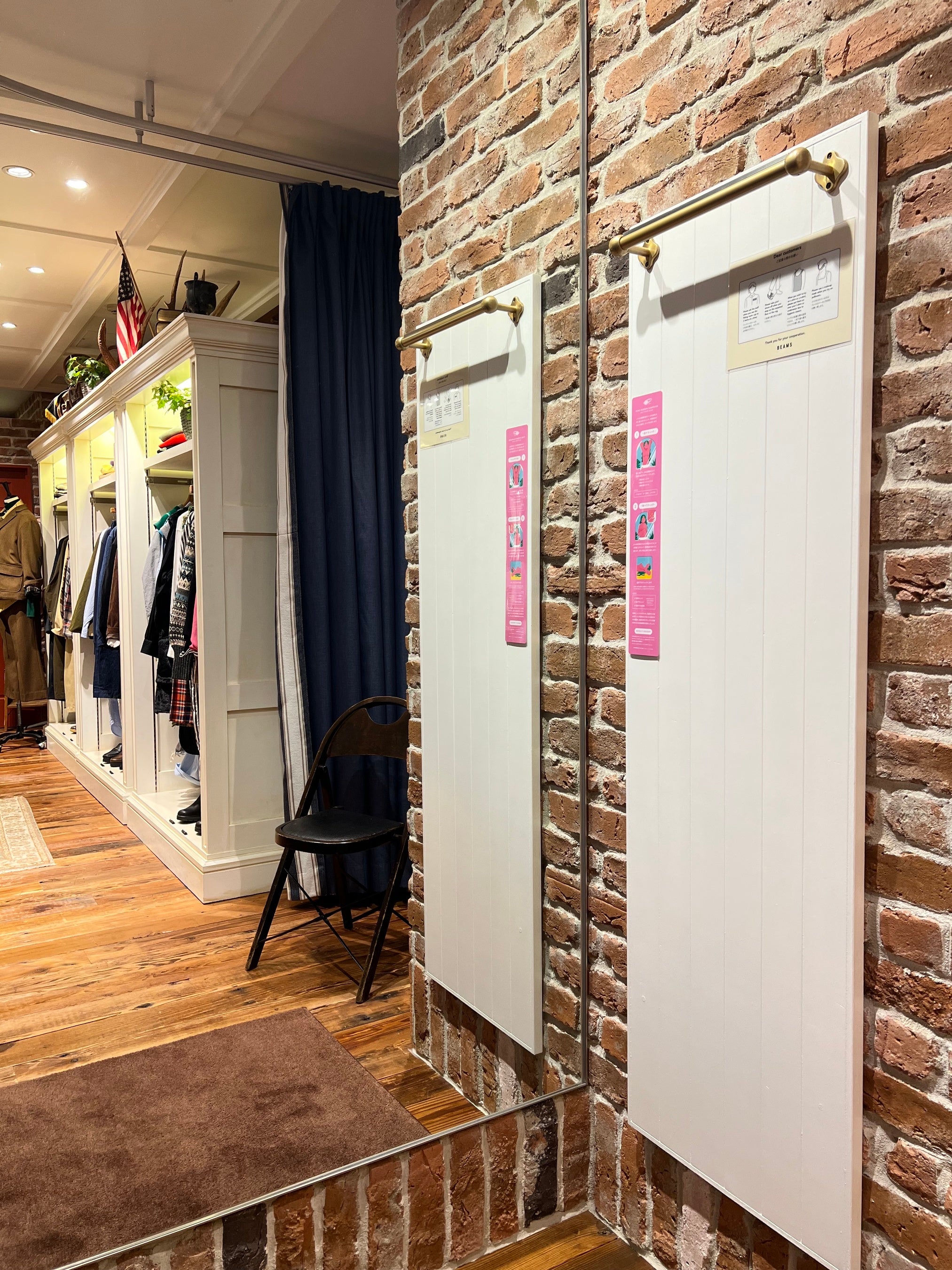 BEAMS 134店舗の女性用試着室にセルフチェックガイドを掲出