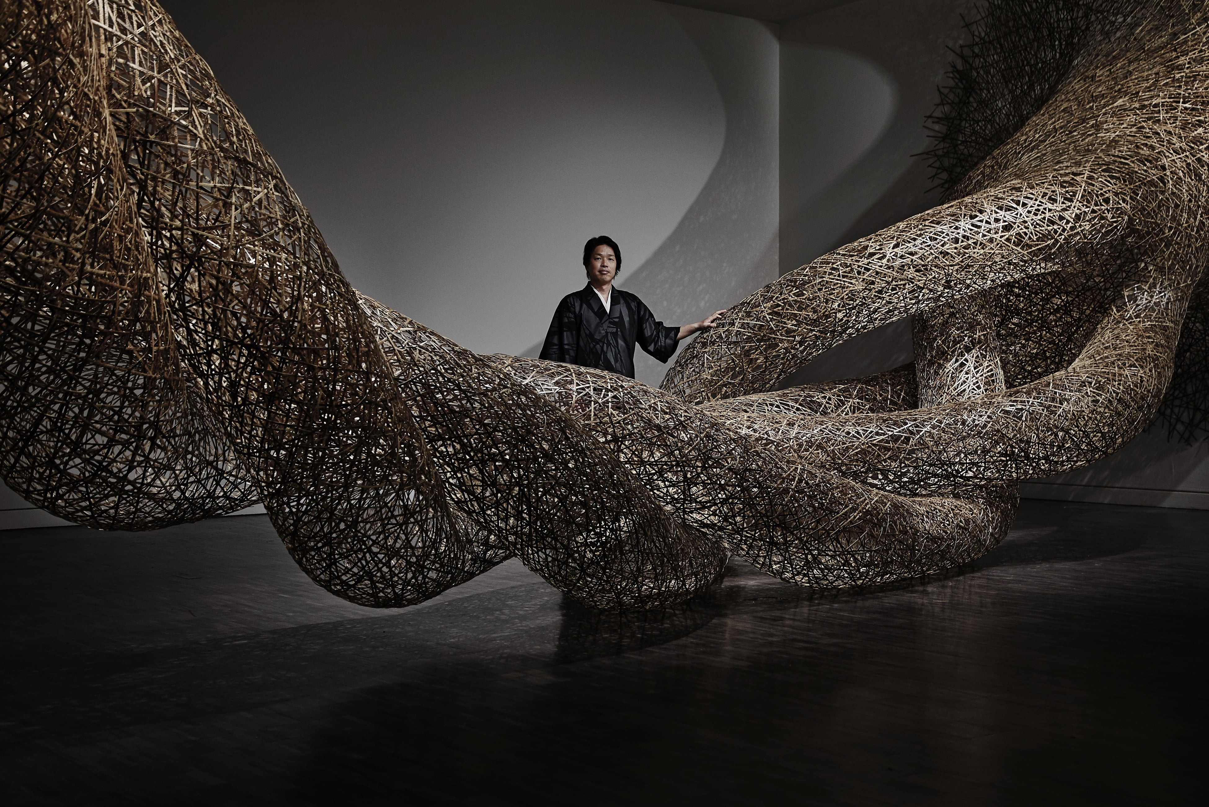 海外購入・年代物 竹皮アート 切り絵 アジアンバンブーアート