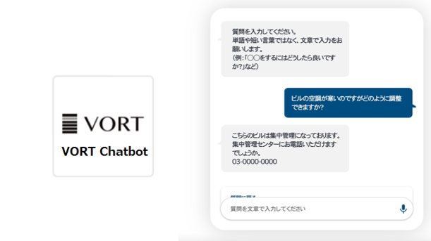 VORT Chatbotのサービス画面（画像はイメージです）