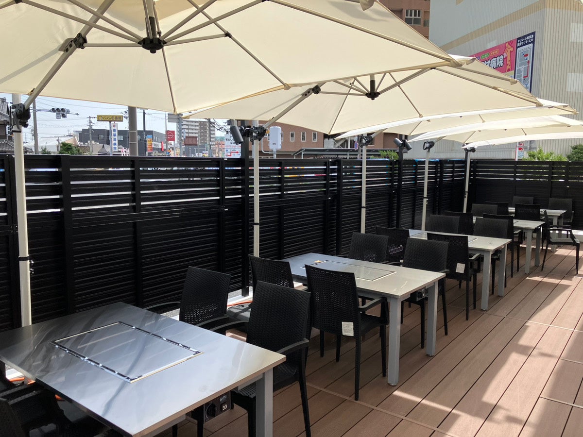お好み焼チェーン店ではおそらく日本初のテラス席