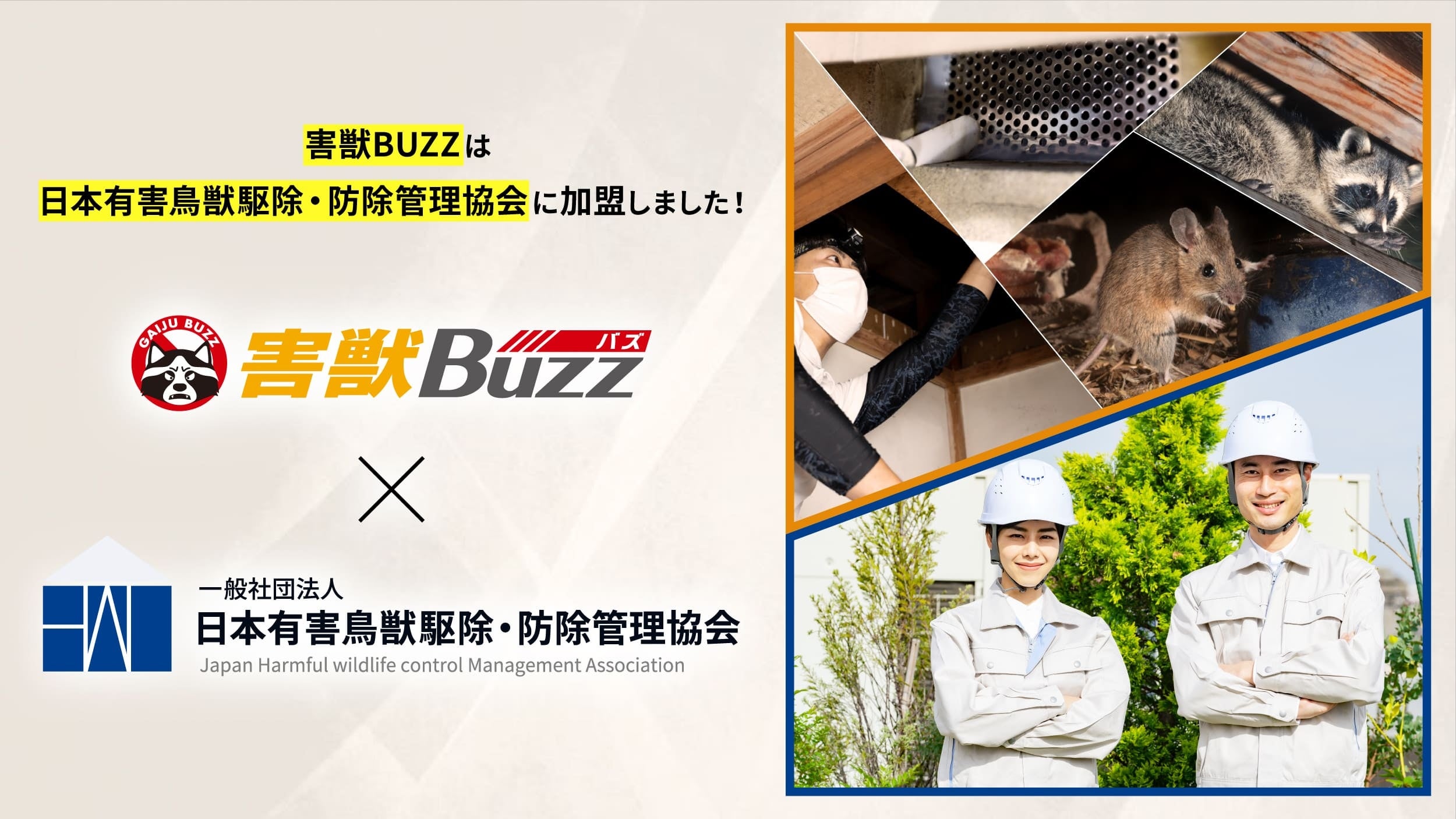 害獣BUZZが日本有害鳥獣駆除・防除管理協会に加盟しました