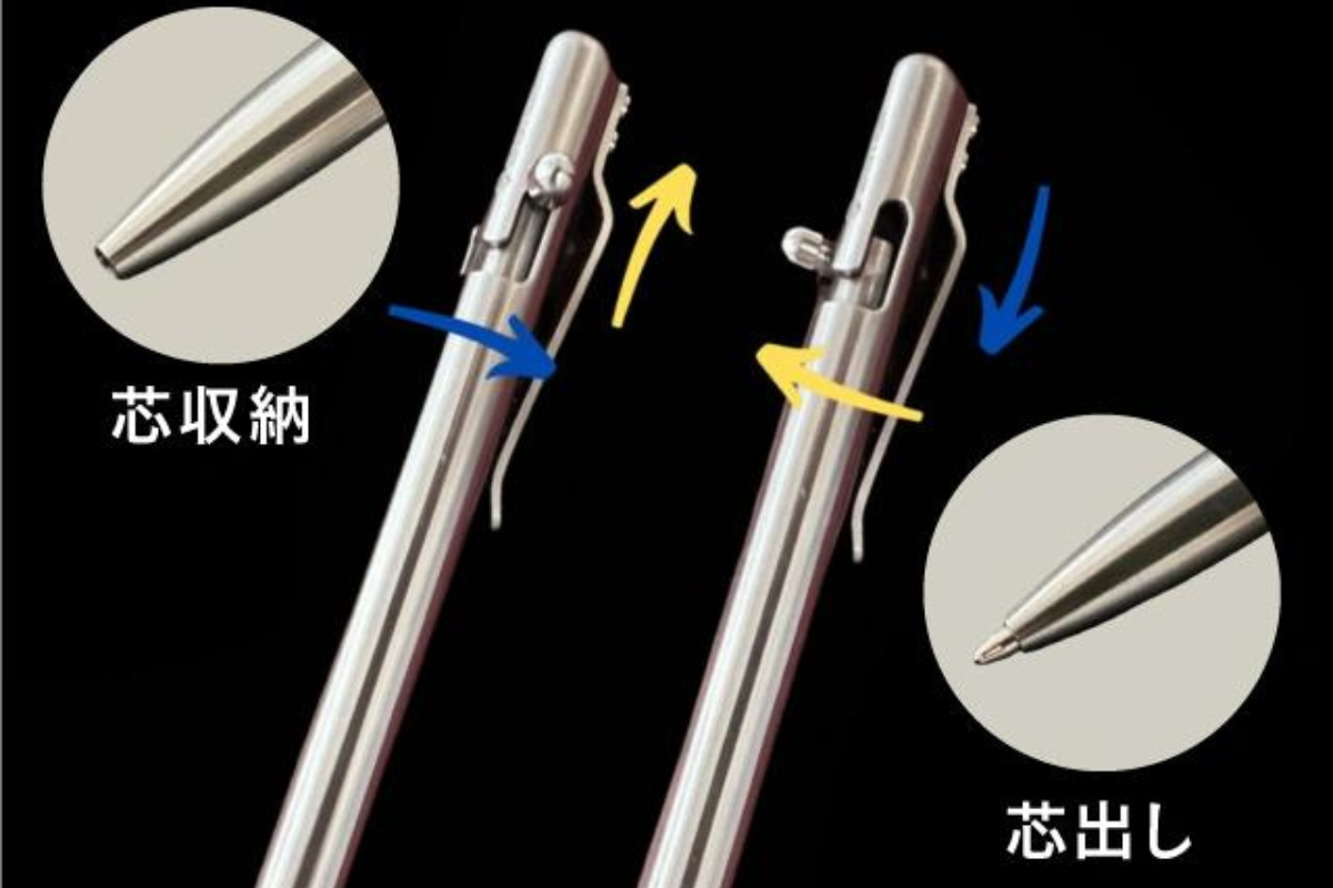 新商品】軽量チタンボールペン、ボルトアクション方式、Bastion Slim