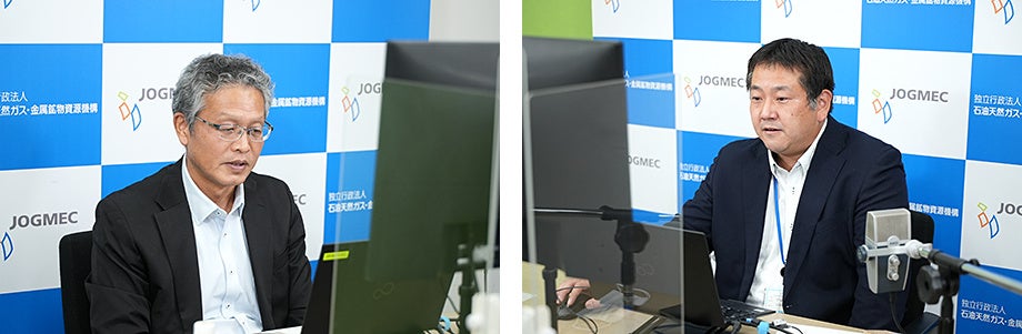 鉱害環境情報交換会の様子（左：経済産業省 伊藤金属鉱業等鉱害対策官、右：JOGMEC 濱井特命調査役）