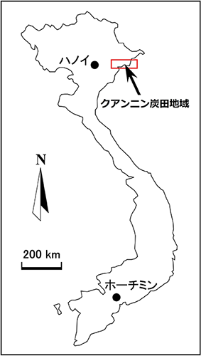 クアンニン炭田地域の位置