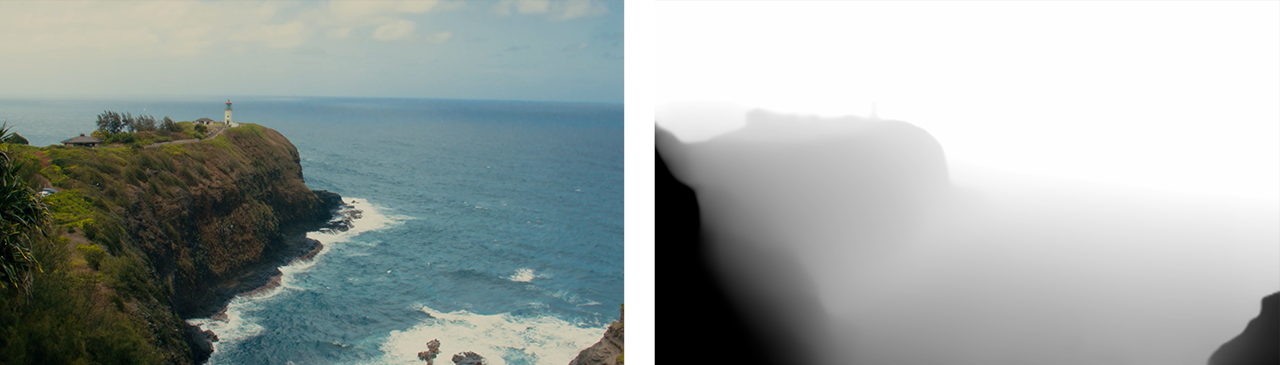 DaVinci Resolve 18 の新しい 「自動深度マップ」機能は AI を活用して 3D 深度シーンを生成します。